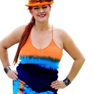 Womens Top Size Medium Ombre Tie Dye Handmade Hippie Indie Festival Travel